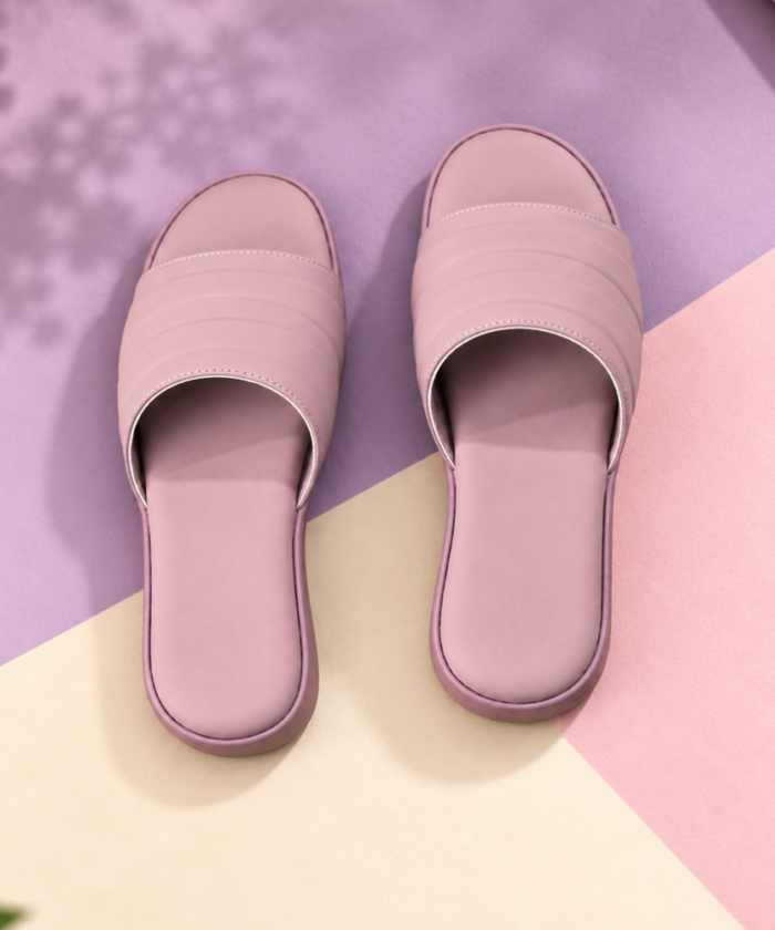 Pink Cushioned Comfort Slide Sandals : FT-028