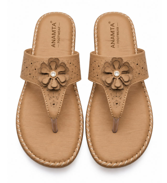 Embellished Toe-Post Flat Sandals : FT-043