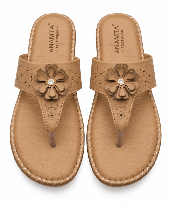 Embellished Toe-Post Flat Sandals : FT-043