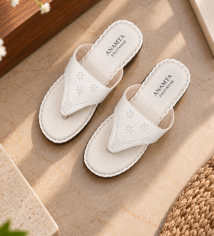 Elegant Floral Perforated Sandals : FT-038