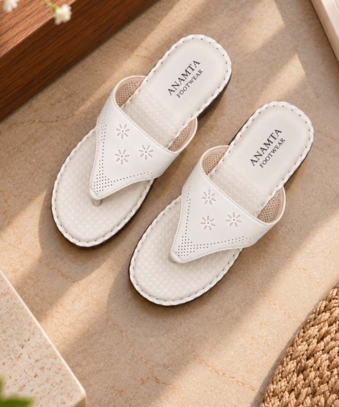 Elegant Floral Perforated Sandals : FT-038
