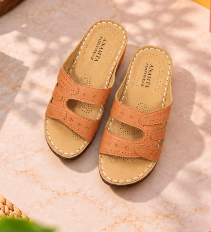 Multi-Strap Perforated Comfort Sandals : FT-039