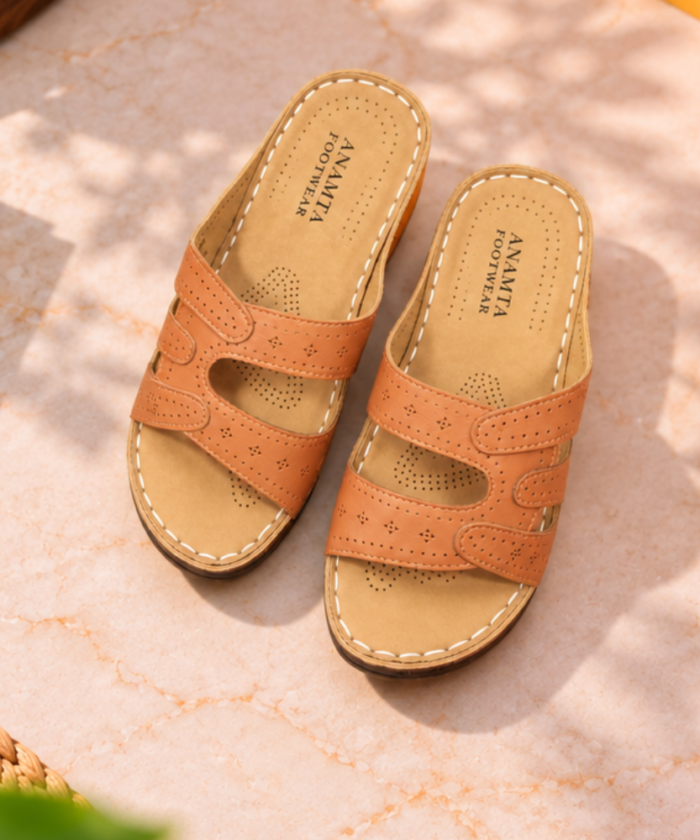 Multi-Strap Perforated Comfort Sandals : FT-039
