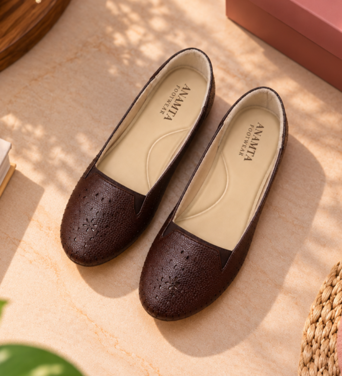 Elegant Floral Textured Flats : FT-040