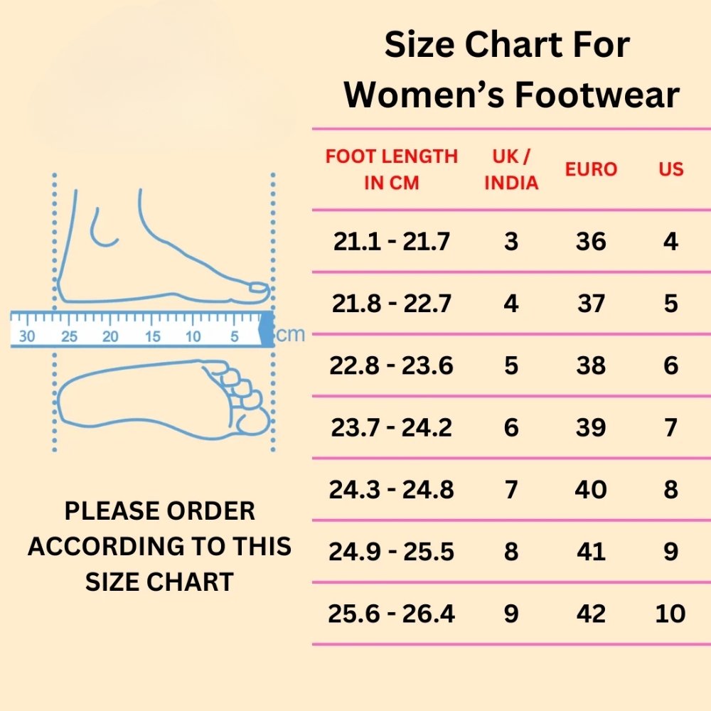 Size Chart for Women's Footwear